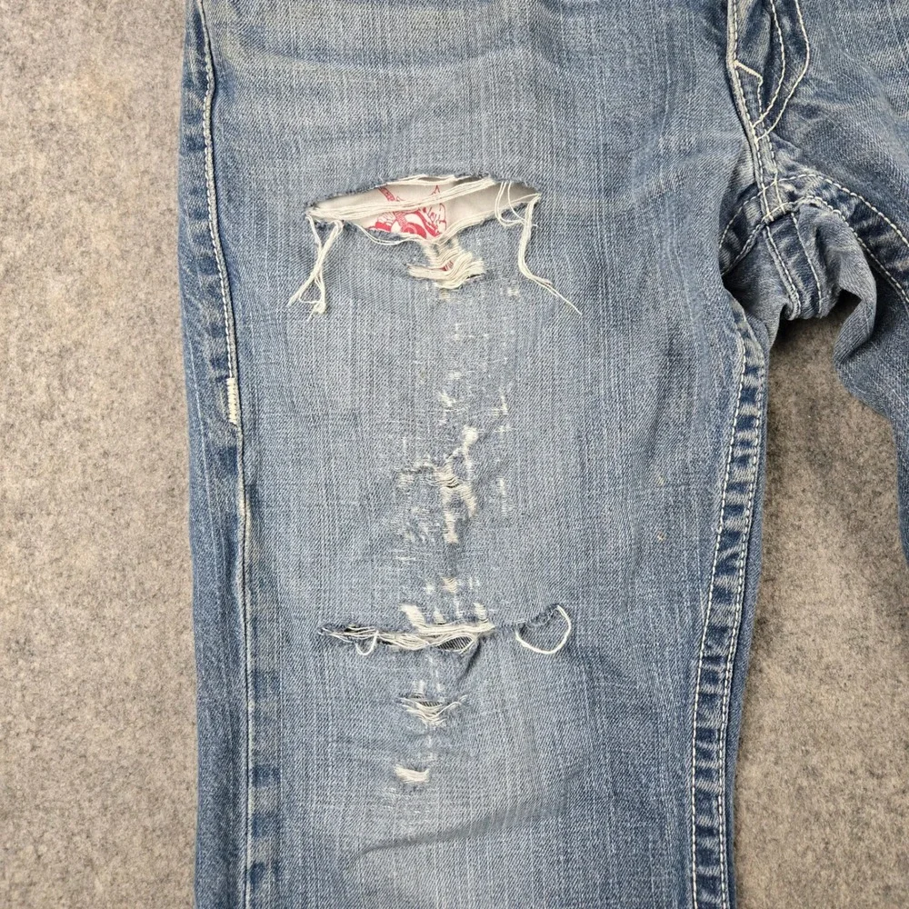 True Religion Billy Jeans Mens 36 Blue Distressed Bootcut Y2K Streetwear Skater